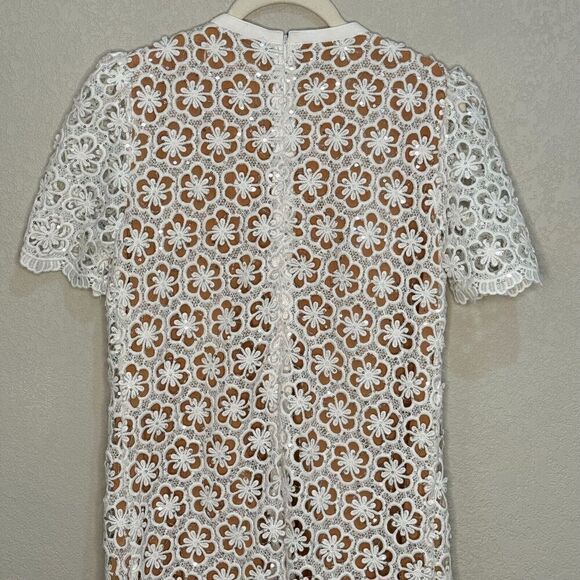 MICHAEL Michael Kors Sequined Floral Lace Mini Dress Size Small - Picture 10 of 13
